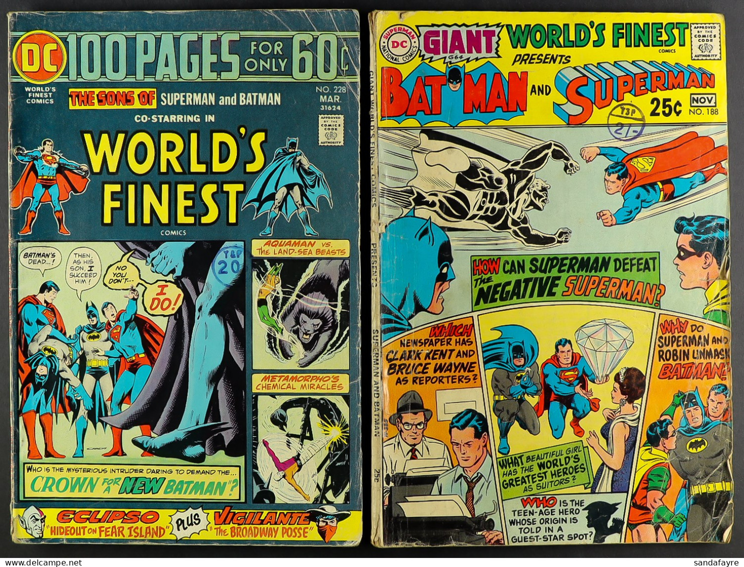 DC COMICS - WORLD'S FINEST COMICS 1969 - 1985 Featuring Batman And Superman. Approximately 55 Issues From 188 To The Far - Otros & Sin Clasificación