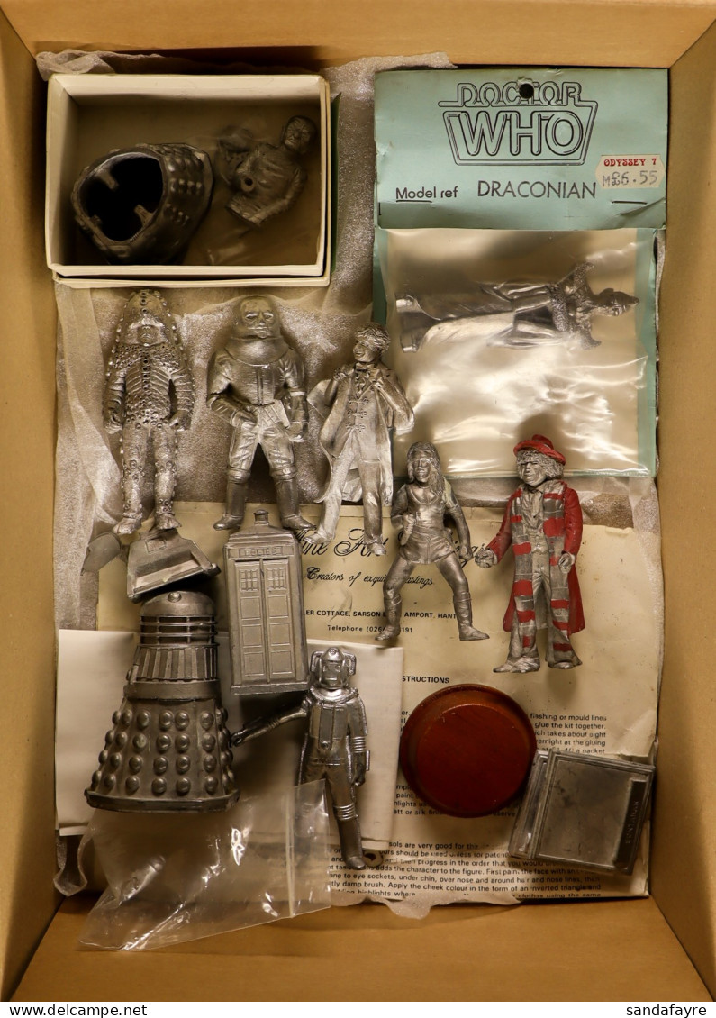 DR WHO - FINE ART METAL CASTINGS. Figures Include 2 Doctors, 1 Assistant, Tardis, K9, Dalek And Cyberman. Plinths For Jo - Other & Unclassified