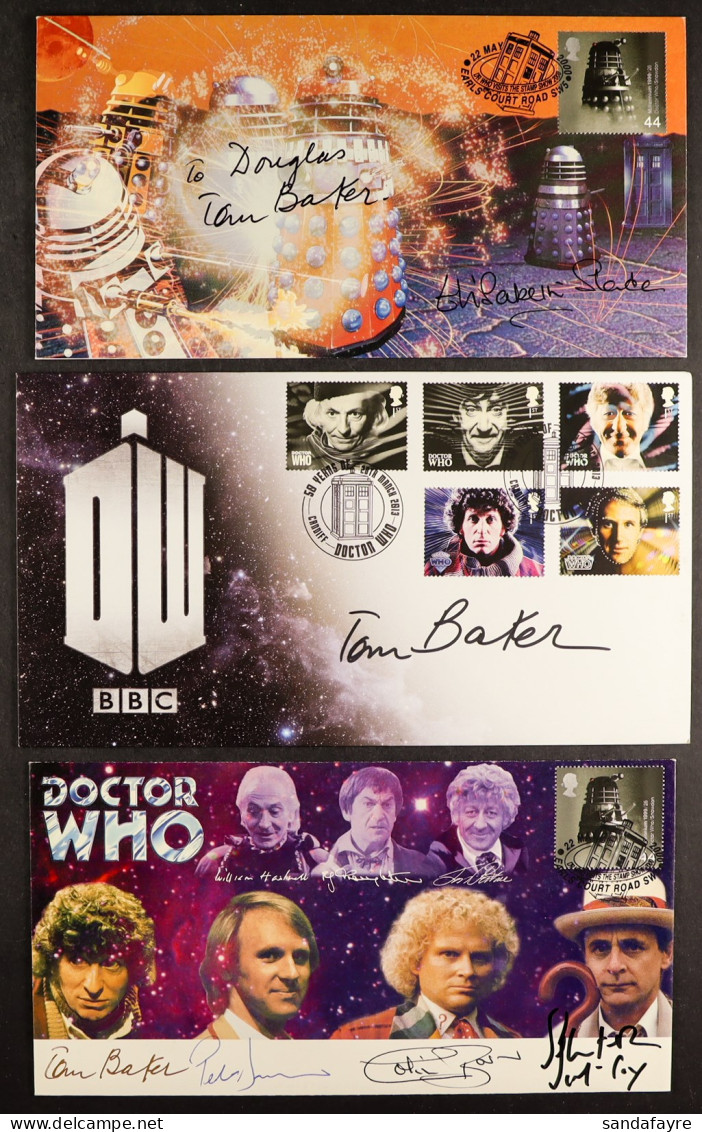 DR WHO - STAMPS AND COVERS WITH SIGNED. Multiple Signatures Which Include Tom Baker, Sylvester McCoy, Elizabeth Sladen,  - Other & Unclassified