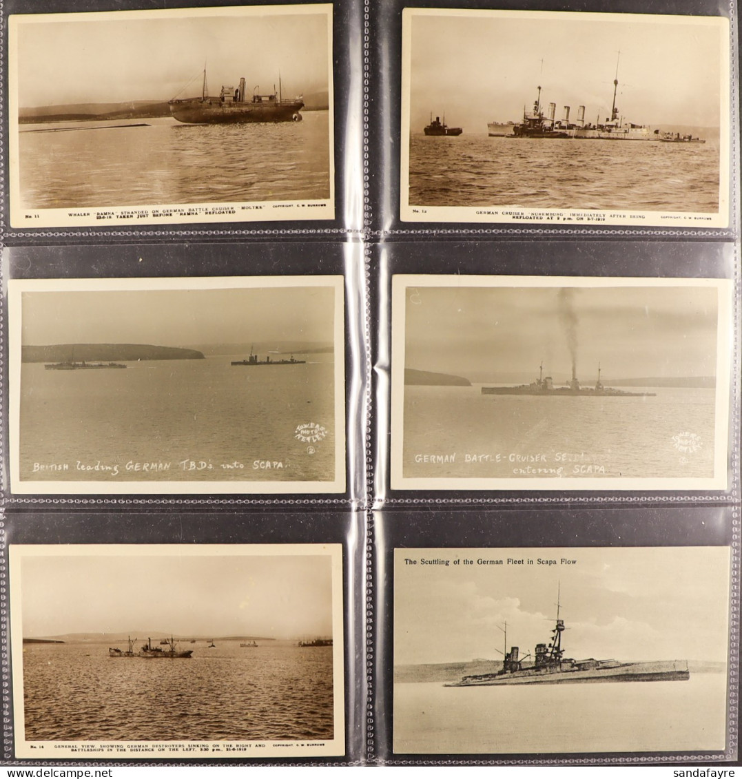 GERMAN NAVY AT SCAPA FLOW 1918-1919 PICTURE POSTCARDS Of German Ships At Scapa Flow Incl Sinking Ships, Real Photos, Plu - Autres & Non Classés