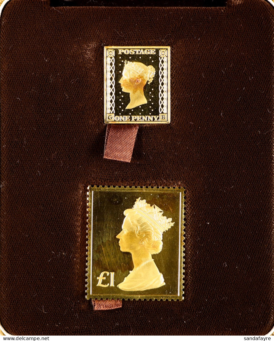 GOLD INGOTS 1973 Replicas Of TheÂ Â£1 Machin 'stamp' In 22 Carat Gold (weight 25.7g) And 1840 1d Penny Black 'stamp' In  - Autres & Non Classés