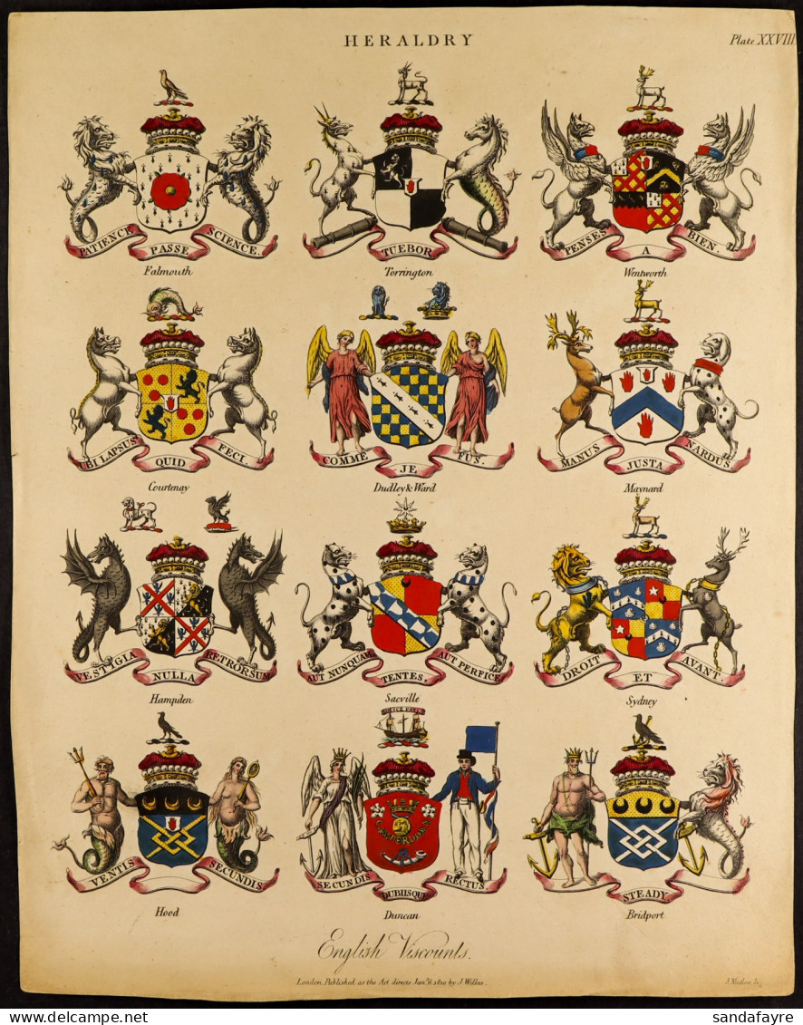 HERALDRY Full Plates/pages (about 30), Part Pages And Cut-outs From 1808-10 Wilkes, 1812 Adlard & Jones And 1813 Jones P - Andere & Zonder Classificatie