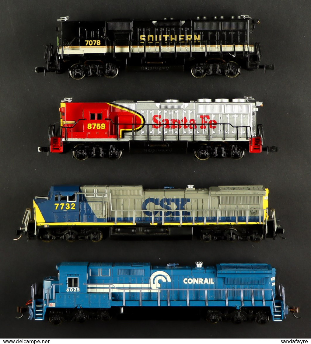 N GAUGE BACHMANN LOCOMOTIVES. Santa Fe #8759, Contrail #6025, Southern #7078 And CSX #7732. Working But Unboxed. (4) - Other & Unclassified