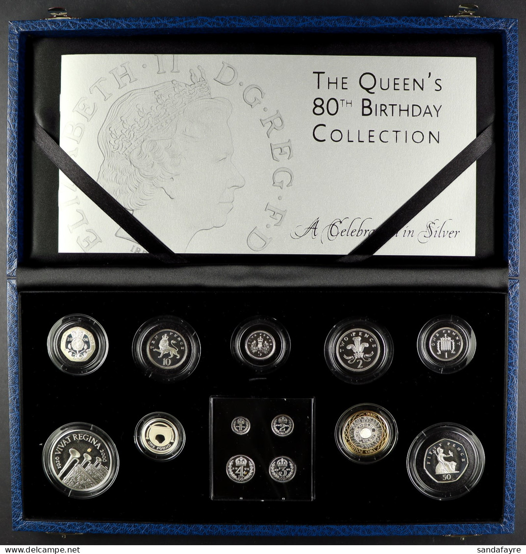 SILVER PROOF COINS British 2006Â 80th Birthday Of HM Queen Elizabeth II Collection Of 13 Silver Proof Coins, 9 Circulate - Other & Unclassified