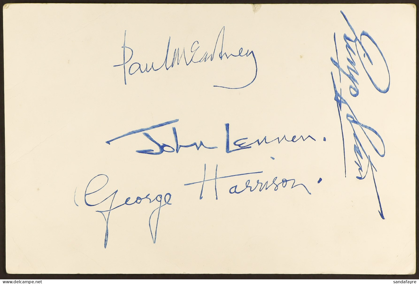 THE BEATLES SIGNED PARLOPHONE PROMOTIONAL CARD. Handling Creases To Card. - Other & Unclassified