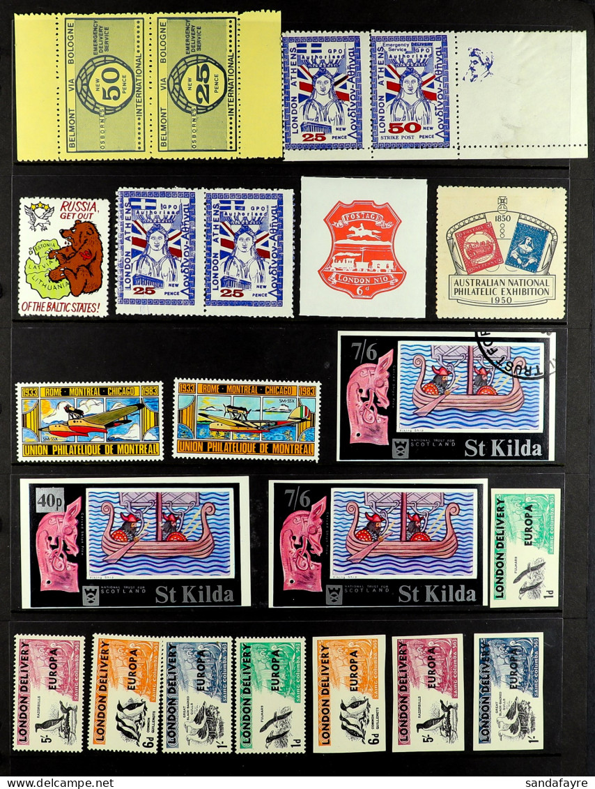 CINDERELLAS / LOCALS Collection Of 1950's-1990's Mainly Never Hinged Mint Stamps & Miniature Sheets On Stock Pages, Note - Other & Unclassified