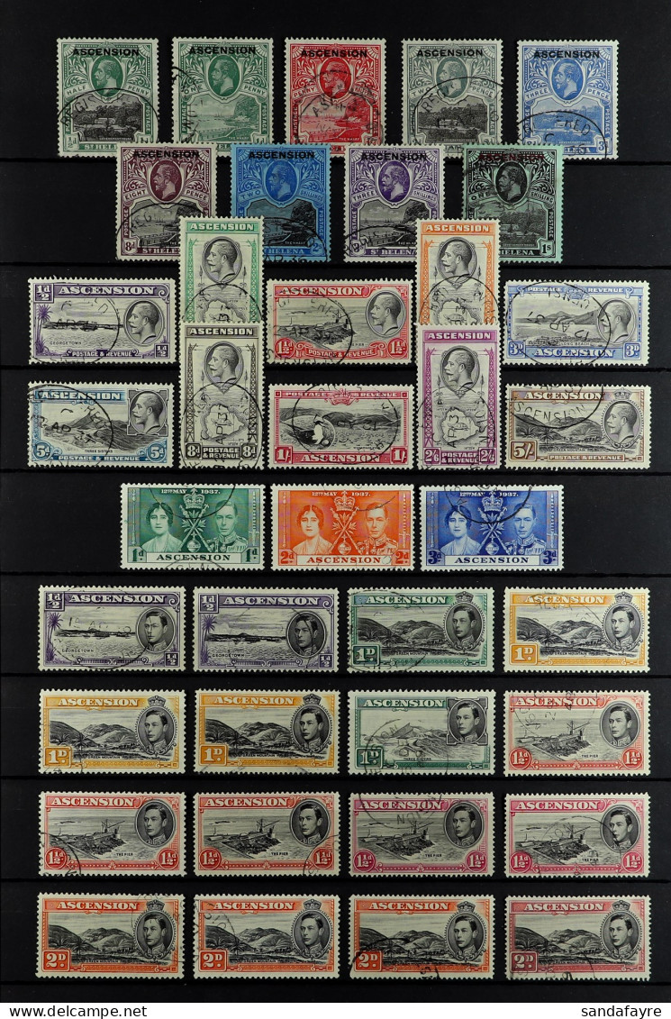 1922 - 1965 COLLECTION Of Used Stamps On Protective Pages, Note 1922 Set, 1934 Pictorials Set, 1938-53 Complete Set Plus - Ascension (Ile De L')