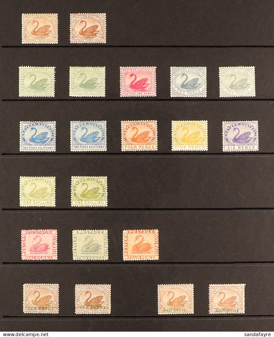 WESTERN AUSTRALIA 1882 - 1895 COLLECTION Of 21 Mint Stamps On Protective Page, 1882-95 3d (2, Both Shades), 1885-93 Set  - Andere & Zonder Classificatie