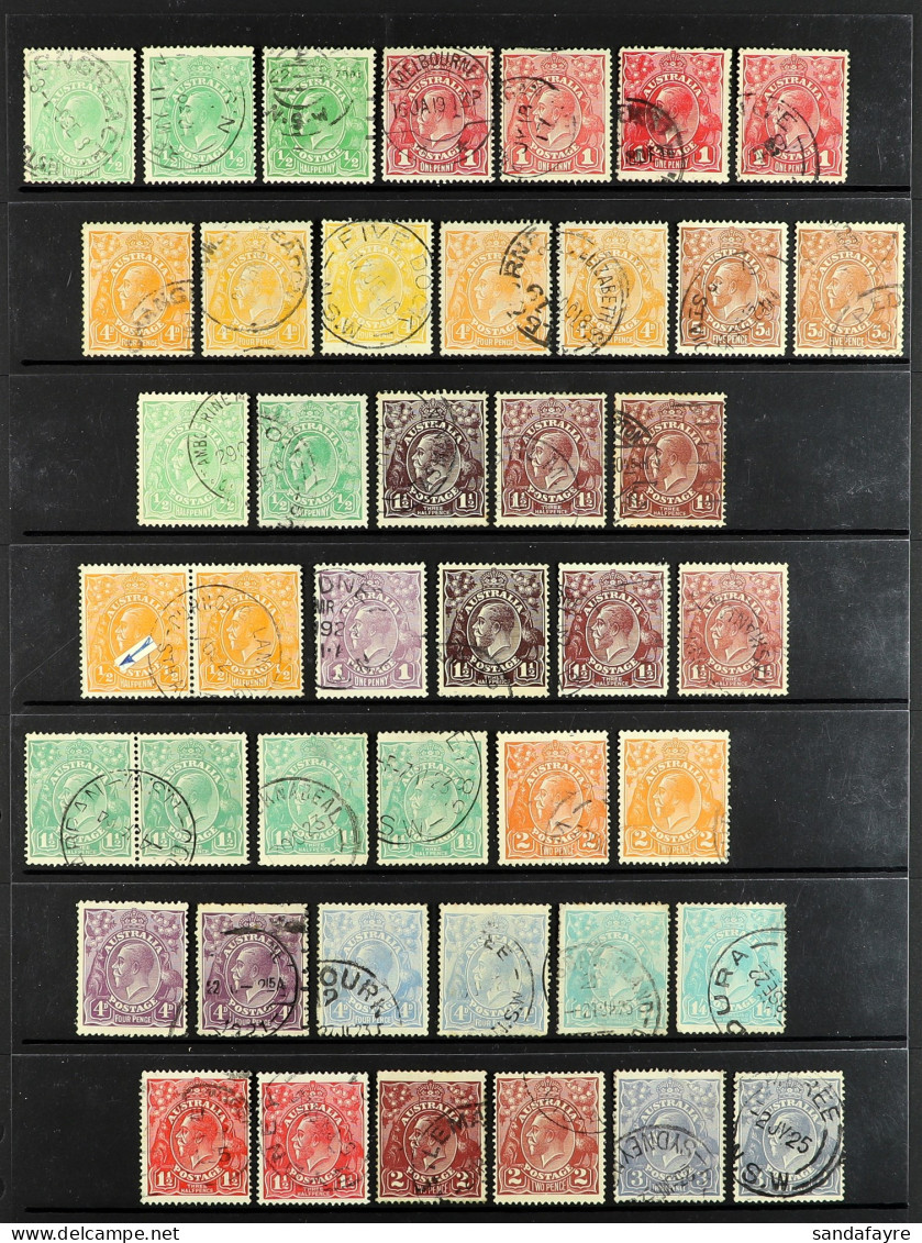 1914 - 1936 HEADS COLLECTION Of Used Stamps On Protective Pages, Includes Extra Shades, Note 1914-20 Vals To 5d, 1918-20 - Sonstige & Ohne Zuordnung