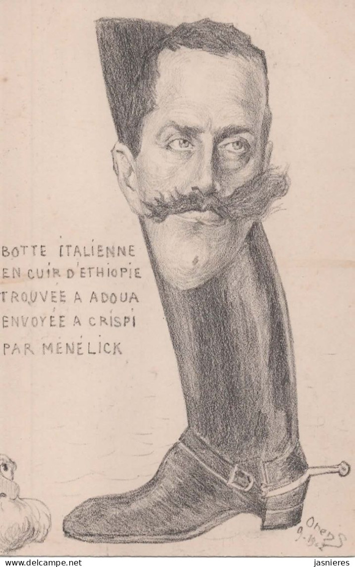 CPA  ORENS Denizard - Caricature - Botte Italienne En Cuir D'Ethiopie - Envoyée à Crispi Par Ménélick - 1902 - Orens