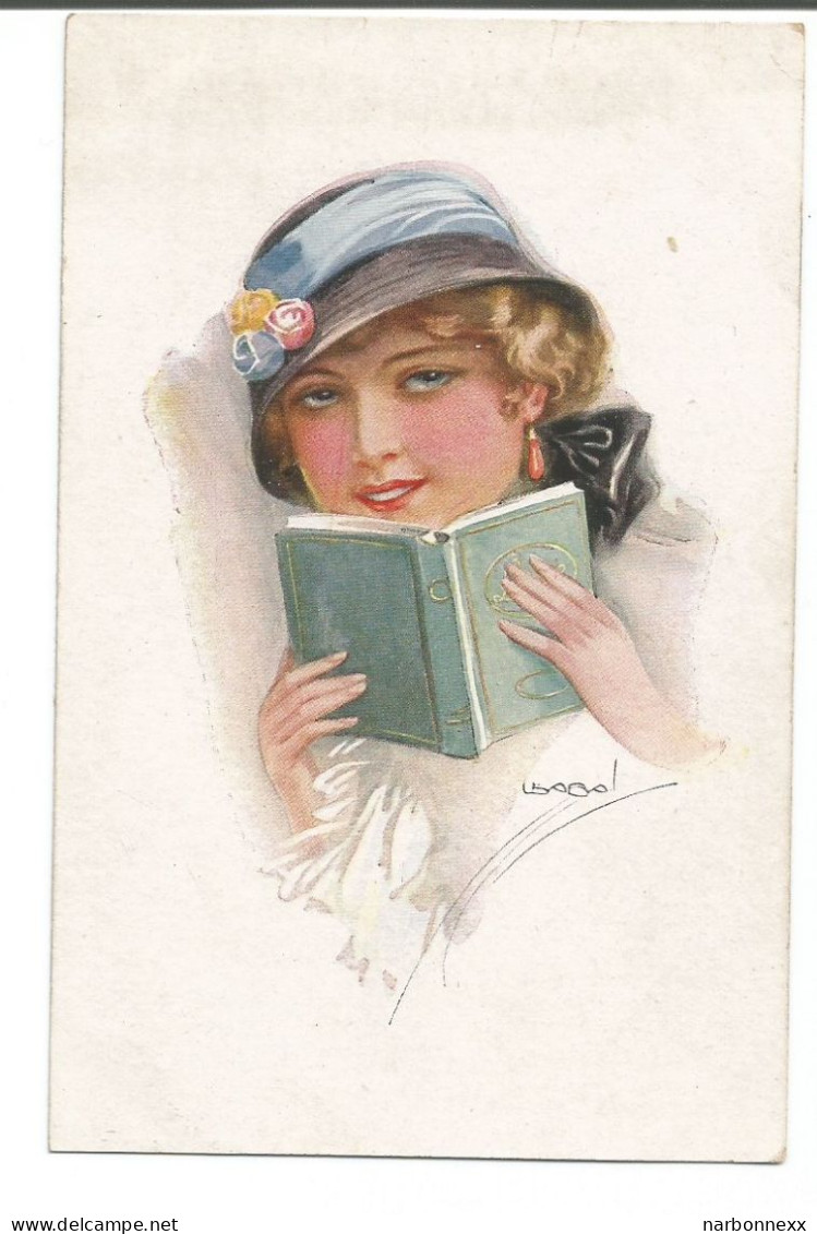 Usabal - 308/3 Belle Carte. Femme Avec Livre - Usabal