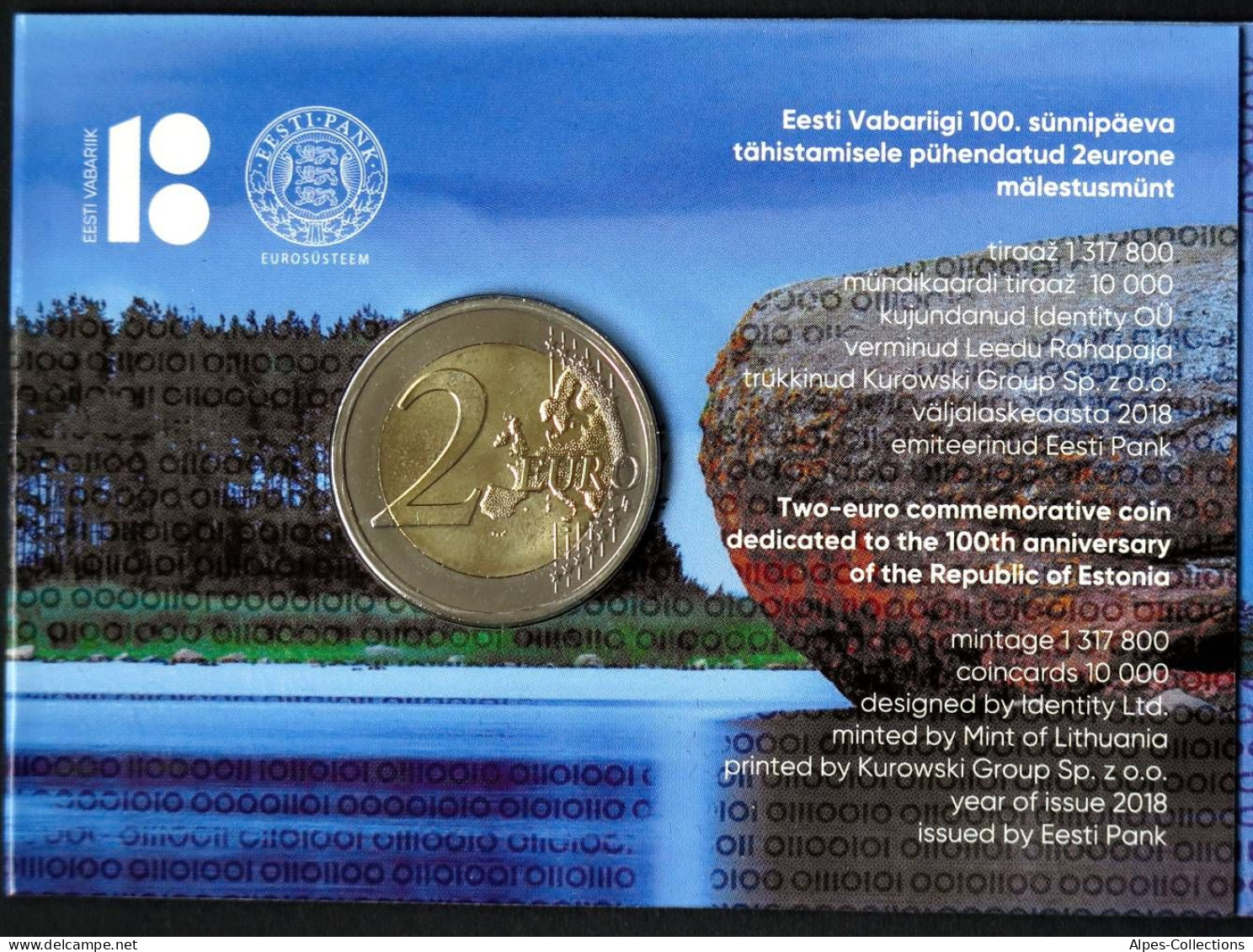 ET20018.4 - COINCARD ESTONIE - 2018 - 2 Euros Comm. 10 Ans République D'Estonie - Estonia