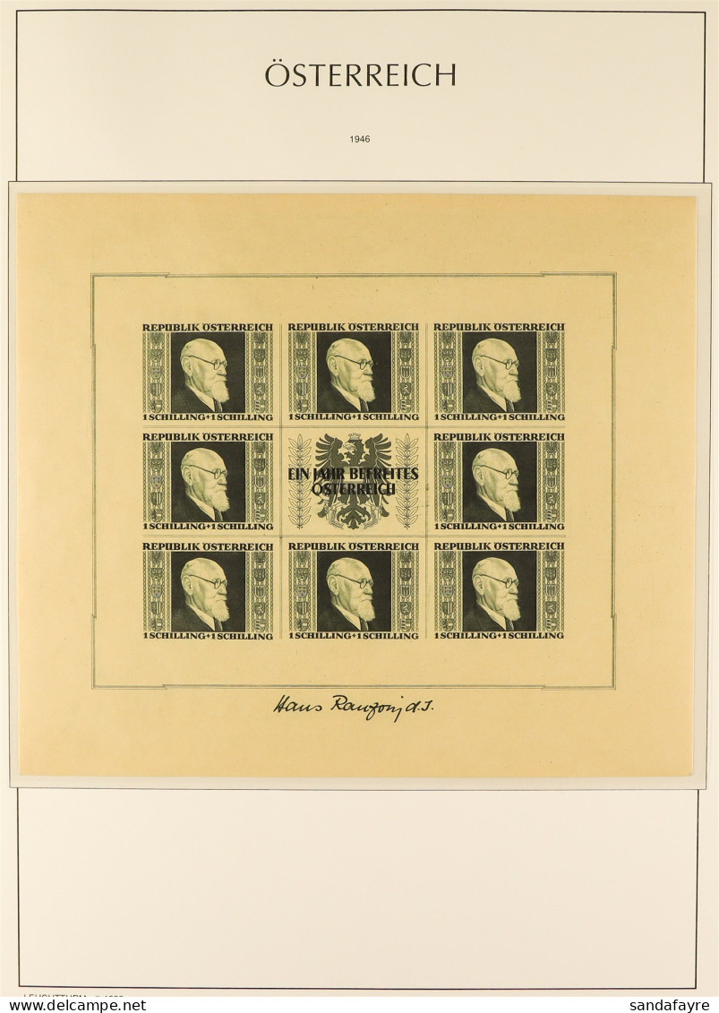 1946 Karl Renner Set Of Miniature Sheets, SG MS976 (Michel 772B/775B), Never Hinged Mint, â‚¬2400 (4 Sheets). - Autres & Non Classés