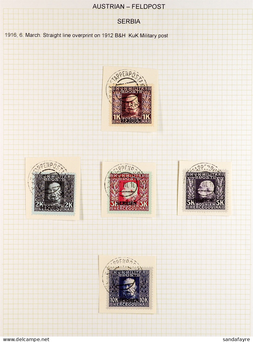 MILITARY POST 1914/16 'SERBIA' Overprinted Set On Pieces With Belgrad First Day Cancellations (SG, Michel 1/21) - Other & Unclassified