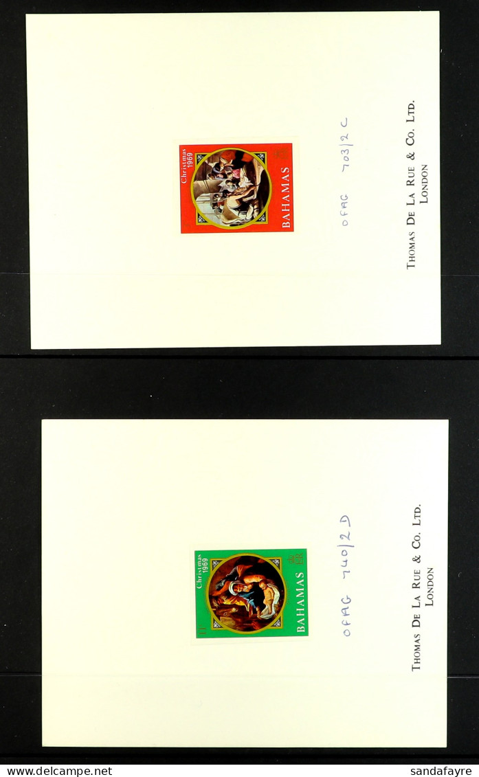 1969 Christmas Set (SG 338/341) IMPERF PROOFS Each Afixed To A De La Rue File Card (4 Proofs) - Sonstige & Ohne Zuordnung