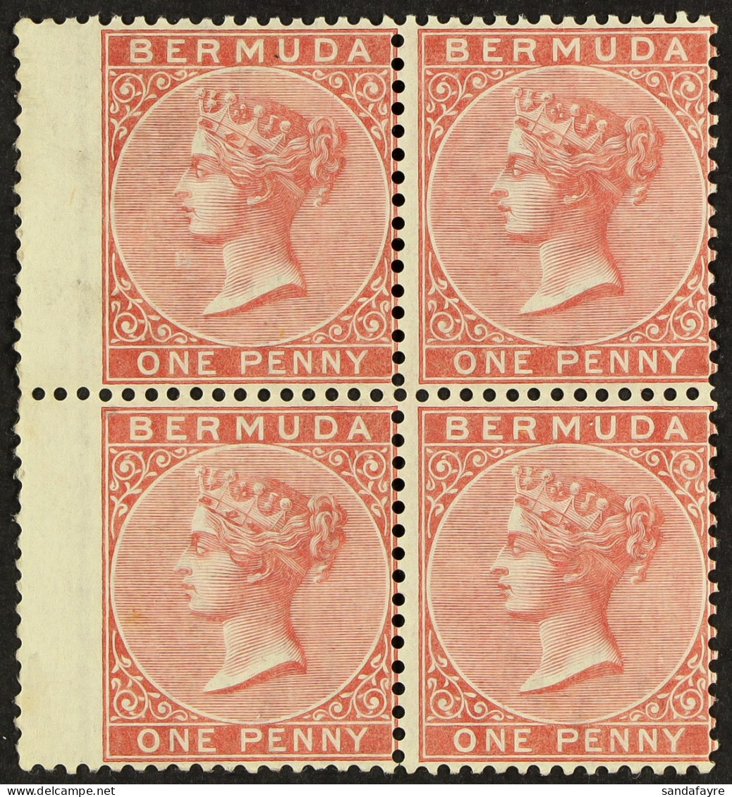 1865 1d Rose-red, S.G. 1, A Fine Mint Block Of Four With Gutter Margin At Left, The Lower Pair Are Never Hinged. Cat. Â£ - Bermuda