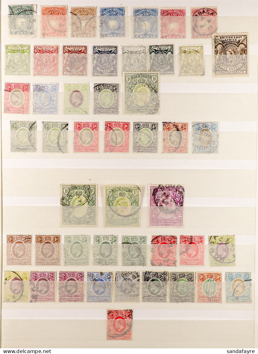1890 - 1935 COLLECTION Of Used Stamps On Pages From A Stock Book, Some Duplication, Includes Sets & Higher Values (100+  - Afrique Orientale Britannique