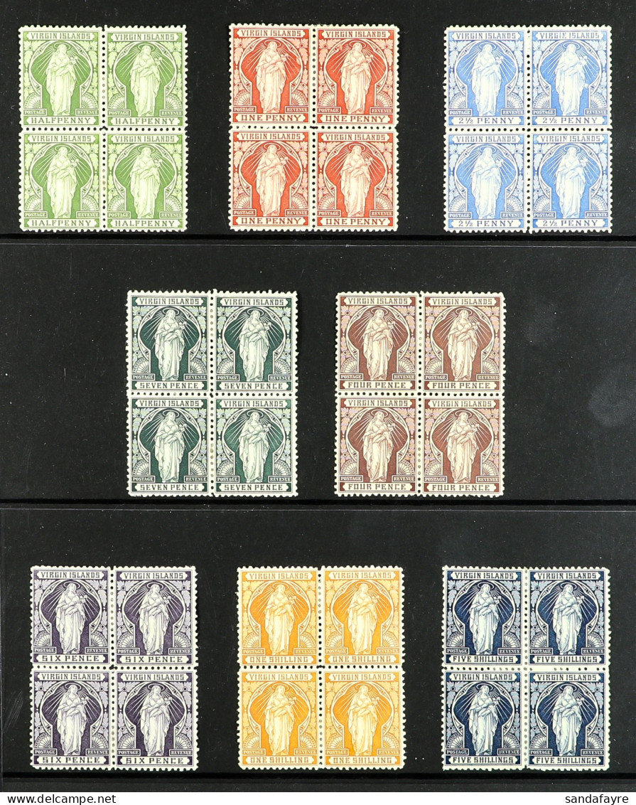 1899 St Ursula Complete Set In Mint Blocks Of Four, SG 43/50. Cat Â£600. - Britse Maagdeneilanden