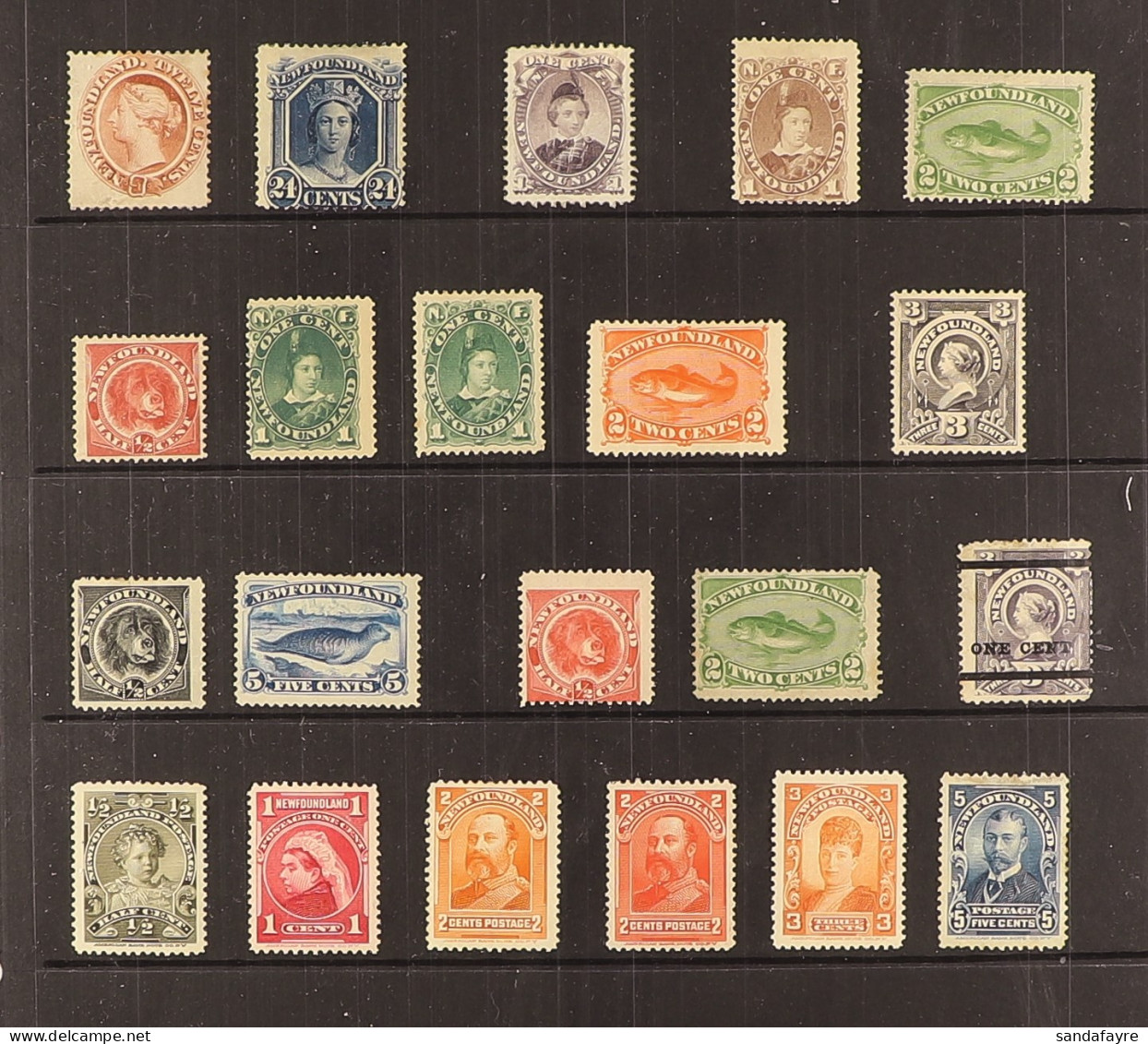 NEWFOUNDLAND - 1865 - 1899 MINT COLLECTION Of 21 Stamps On Protective Page, Note 1865-70 12c, 24c, 1868 1c Dull Purple,  - Other & Unclassified