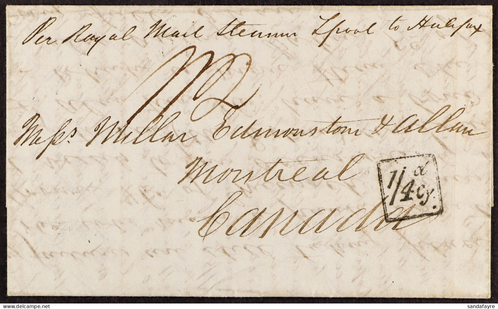 1842 (17th Sept) Entire Letter From Glasgow To Montreal, Lower Canada, Carried Unpaid Out Of Liverpool By Cunard Line â€ - Autres & Non Classés