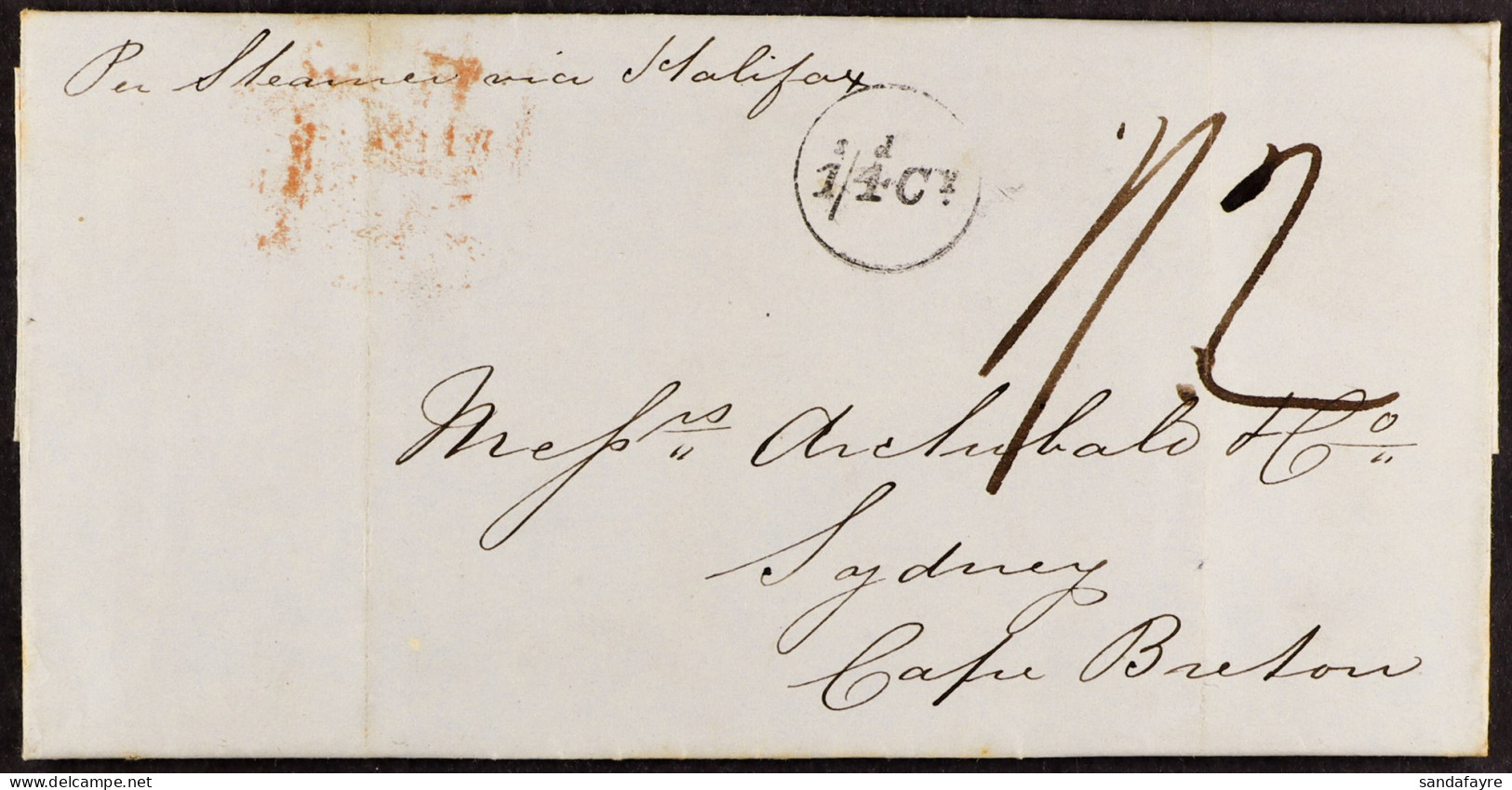 1847 (18th August) Entire Letter From London To Sydney, Cape Breton Island, Posted Unpaid And Carried Out Of Liverpool B - Andere & Zonder Classificatie