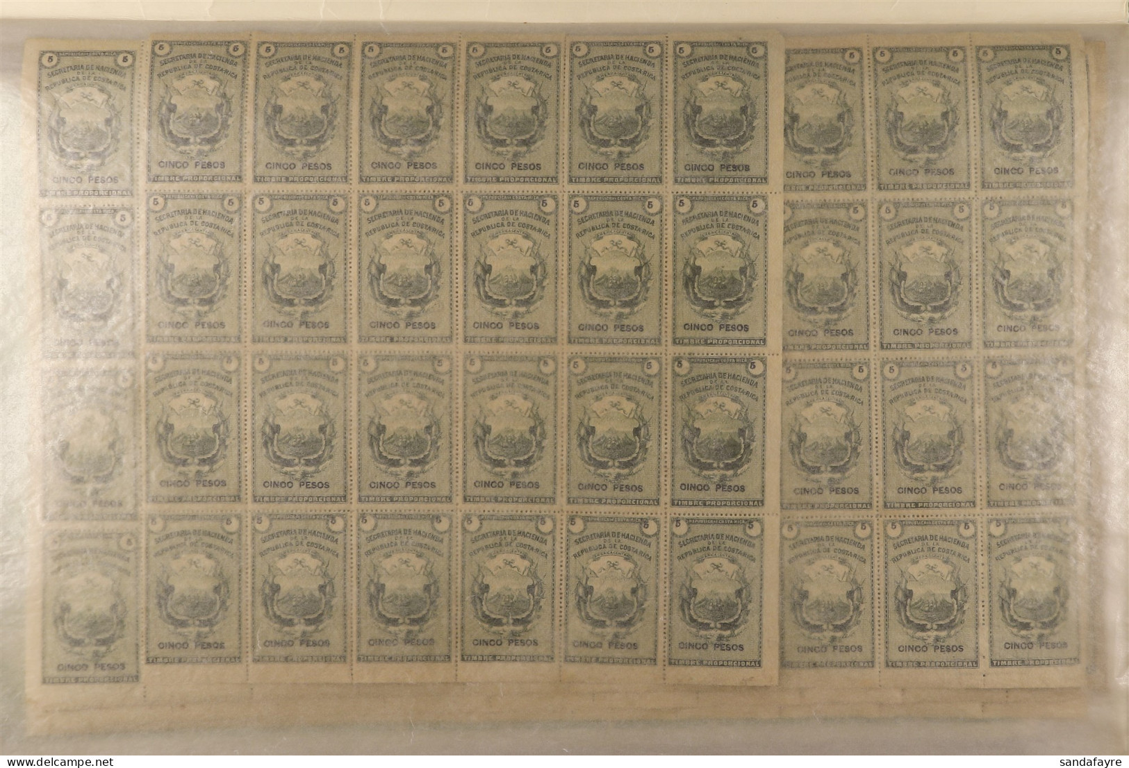 1870 - 1883 REVENUE STAMPS Accumulation Of Never Hinged Mint Blocks & Complete Sheets (approx 1,900 Stamps) - Costa Rica