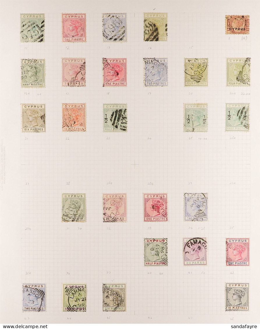 1880 - 1886 COLLECTION Of Used Stamps On Album Page,  1880 Â½d Opt, 1881 Wmk CC Set To 4pi, 1882 'Â½' On Â½pi Wmk CC, 18 - Andere & Zonder Classificatie