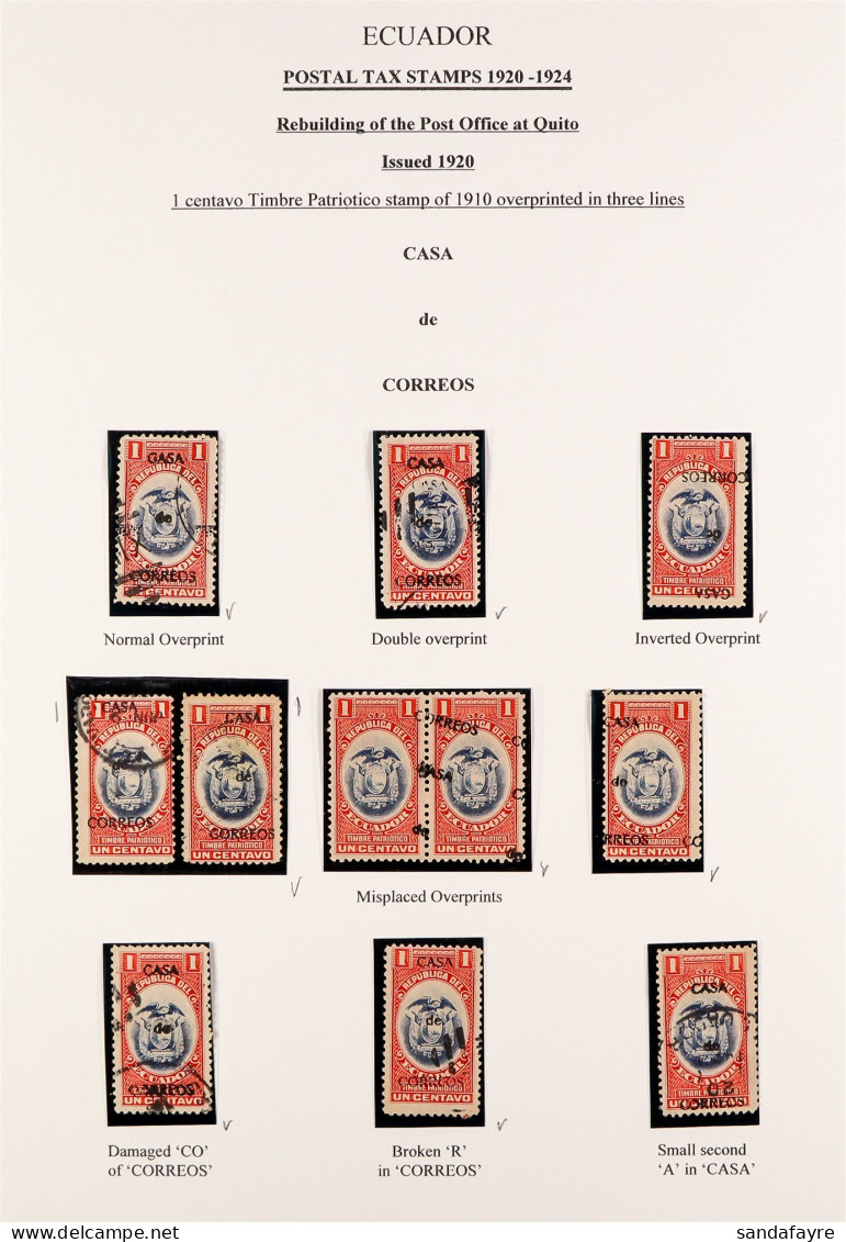 1920 - 1046 OBLIGATORY TAX (POSTAL TAX) SPECIALISED COLLECTION Of Mint & Used Stamps Well Displayed And Annotated In A B - Equateur