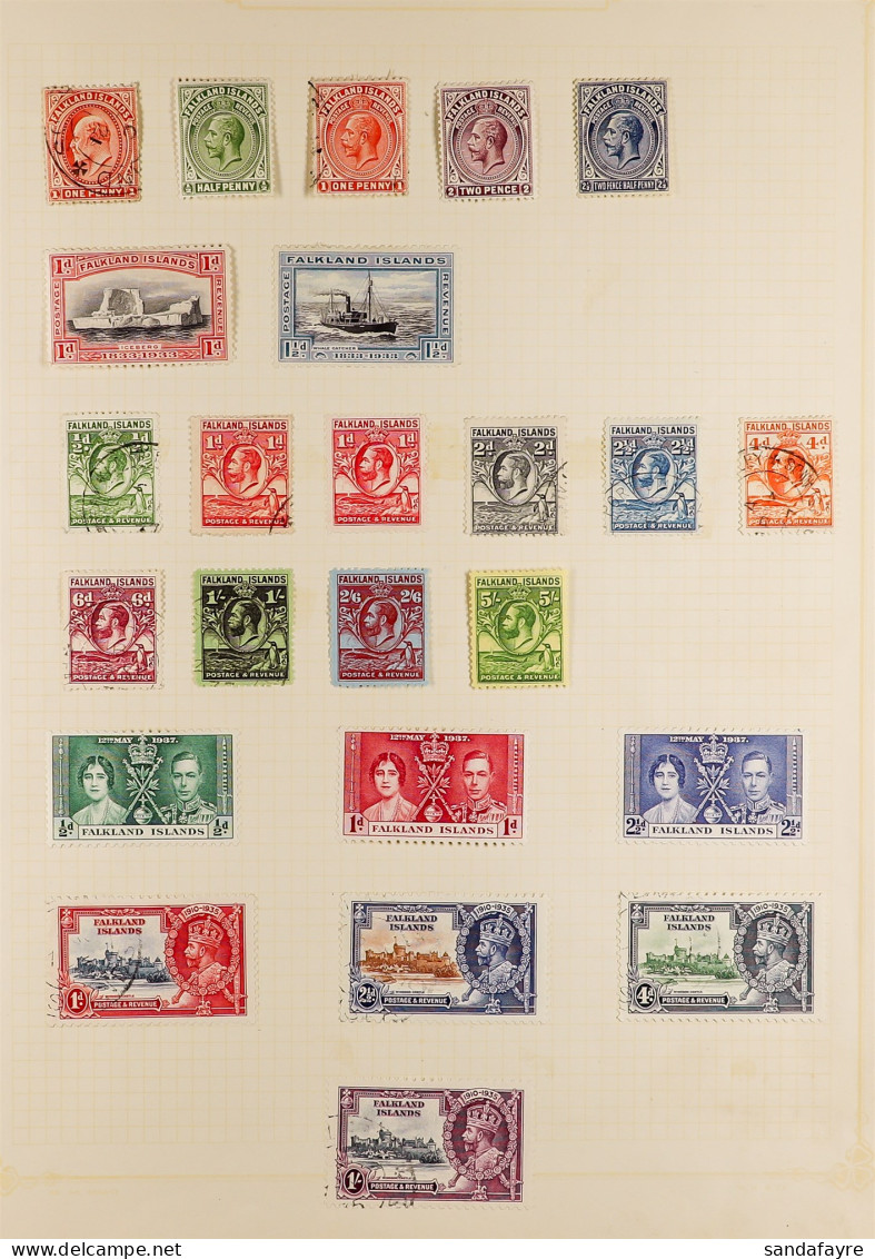 1904 - 1968 COLLECTION Of Mint & Used Stamps On Album Pages, 1929 5d Green On Yellow Mint, KGVI Both 1937 And 1952 Picto - Falkland