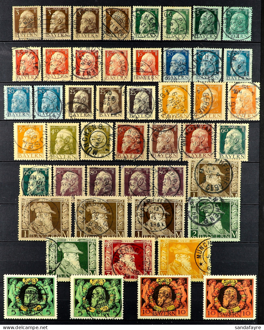 BAVARIA 1911 - 1918 COLLECTION Of Approx 100 Attractive Used Stamps On Protective Pages, High Level Of Completeness For  - Sonstige & Ohne Zuordnung