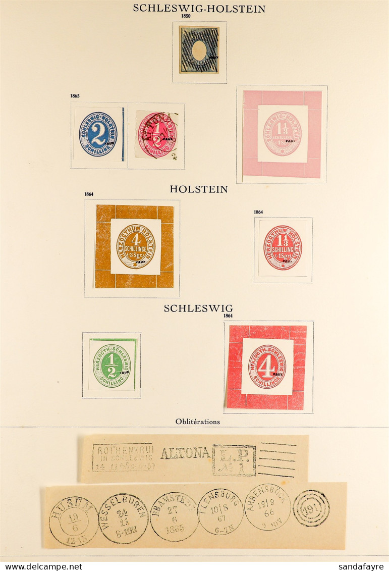FOURNIER FORGERIES 1850 - 1881 Collection On Pages From The Fournier Album, Includes Schleswig-Holstein 1850 1sch, Holst - Sonstige & Ohne Zuordnung