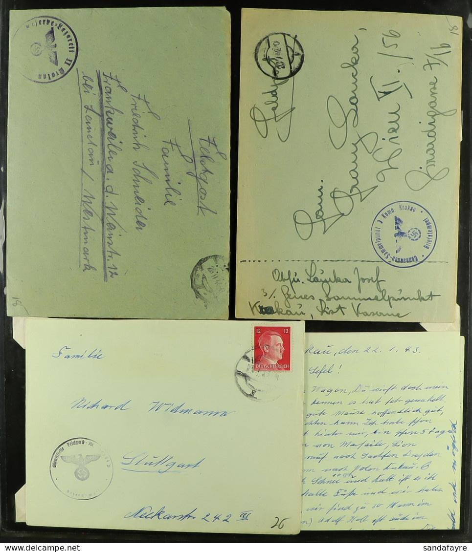 FELDPOST MAIL FROM OCCUPIED POLAND 1939-1944 Collection Of Mostly Stampless Covers And Cards, Bearing Various Town Cds's - Other & Unclassified