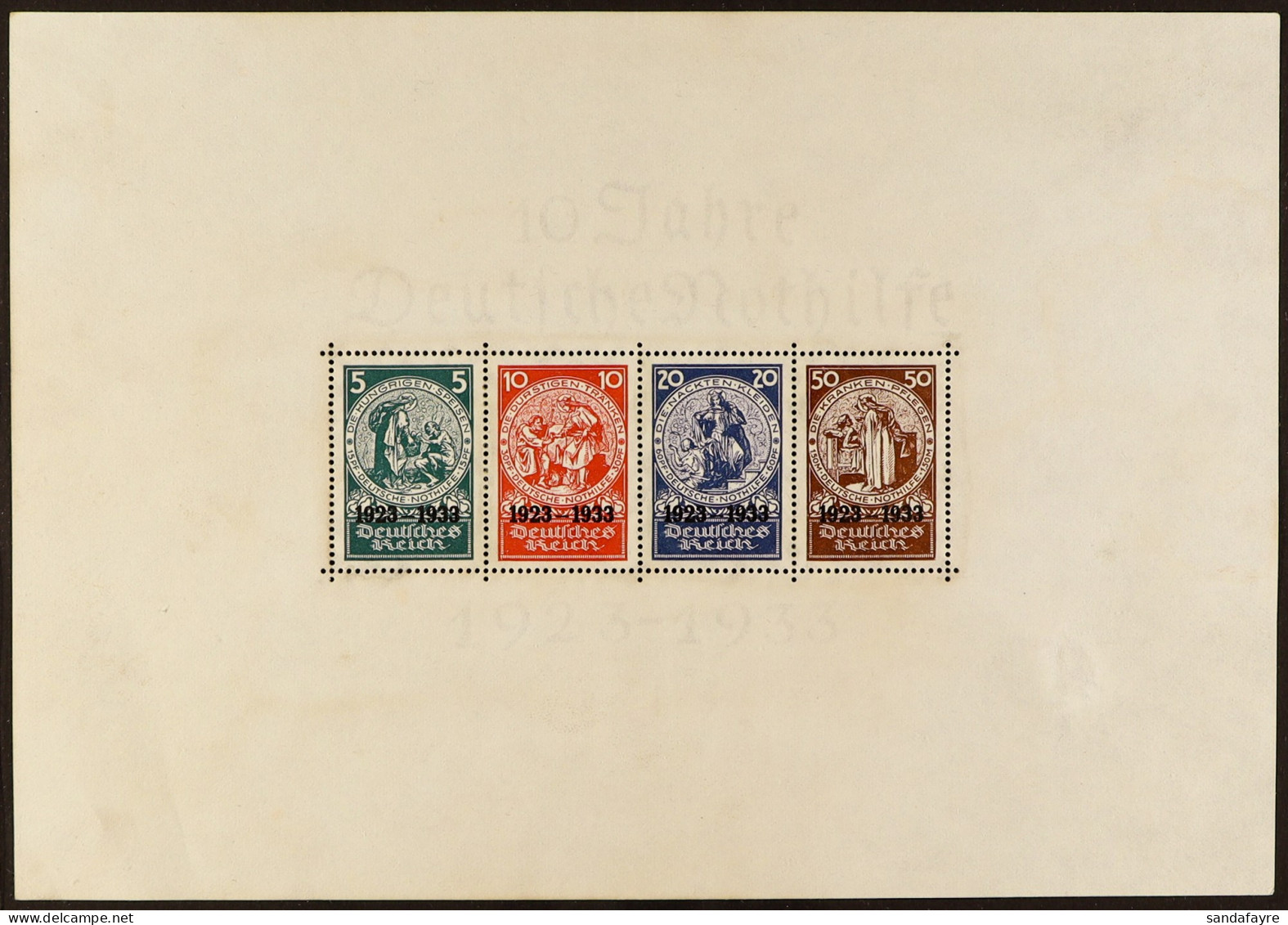 1933 WELFARE FUND MINIATURE SHEET. Overprinted '1923 - 1933', SG MS525a (Michel Block2), Never Hinged Mint,Â some Minor  - Andere & Zonder Classificatie