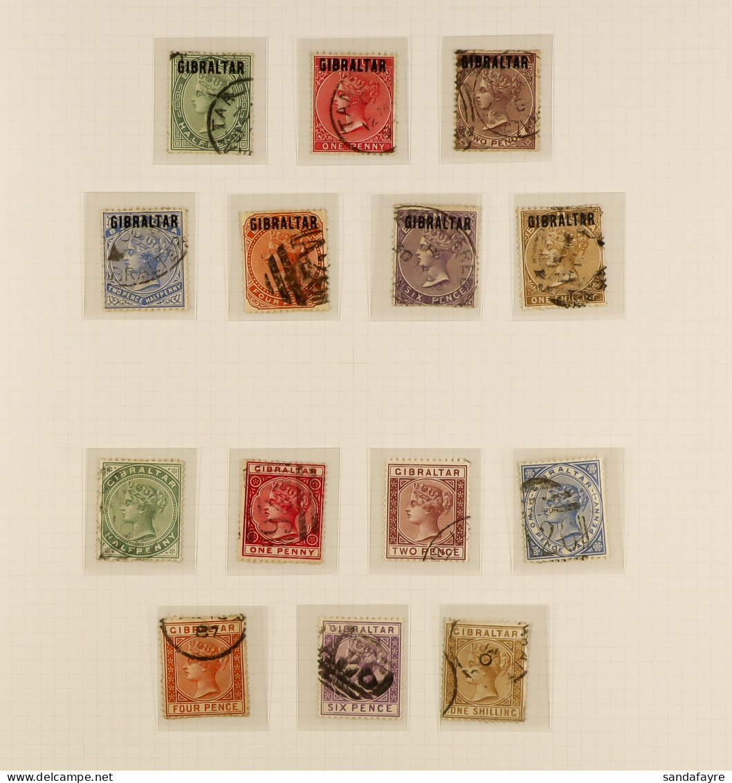 1886-1930 USED COLLECTION In Hingeless Mounts On Pages, Includes 1886 Opts Set, 1886-87 Set, 1889-96 Set, 1898 Set, 1903 - Gibraltar
