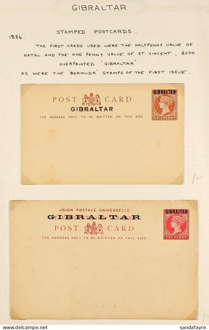 POSTAL STATIONERY 1886-1894 All Different Collection Of Unused Ps Postcards, Plus 1894 10c Wrapper Used. (14 Items) - Gibraltar