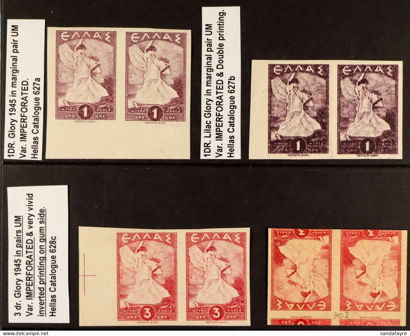 1945 'GLORY' IMPERF PAIRS VARIETIES Never Hinged Mint Group, Includes 1d Imperf Pairs (x2, One Double Print), 3d Imperf  - Autres & Non Classés