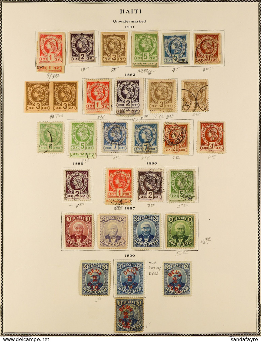 1881 - 1936 COLLECTION Of Chiefly Mint Stamps On Album Pages, In An Old Auction Folder, Looks Comprehensive With With Le - Haïti