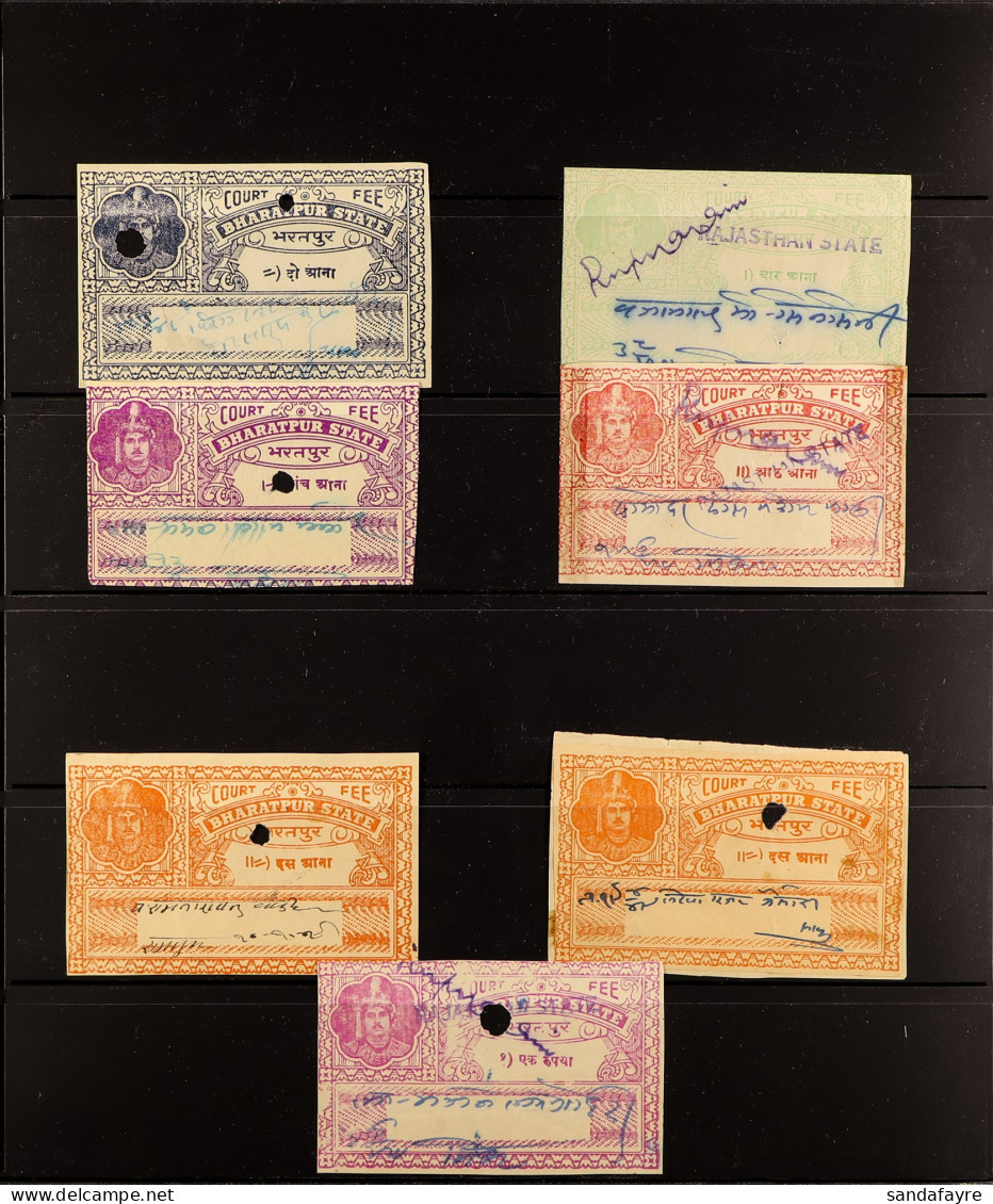 BHARATPUR COURT FEE REVENUE STAMPS COLLECTION Of The 1925 - 1949 Raja Portrait Revenue Stamps, Comprehensive Incl.Â 1940 - Autres & Non Classés