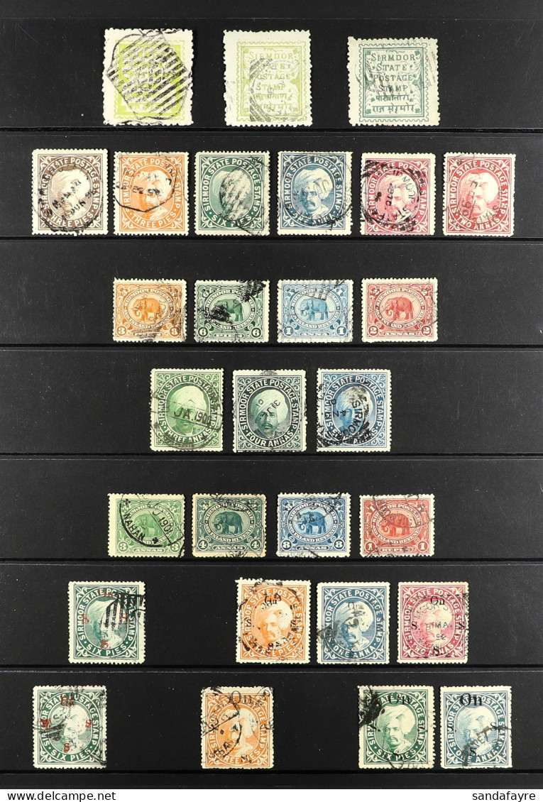 SIRMOOR 1892 - 1999 COLLECTION Of Used Stamps On Protective Page, Note 1885-96 To 2a SG 9b, 1894-99 To 8a, 1899 Set, Off - Other & Unclassified