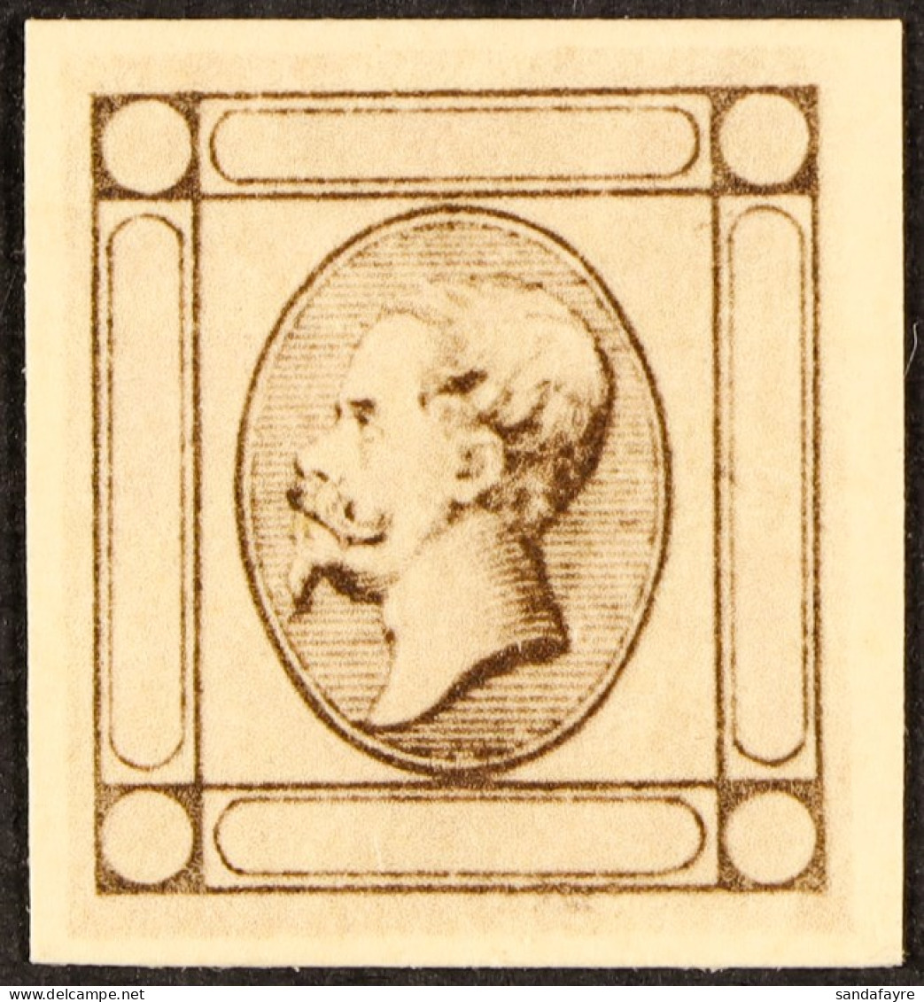 1863 15c Matraire Issue (as Sassone 12), PROOF On Card Of Central Vignette & Frame Without Inscriptions, In Sepia. - Unclassified