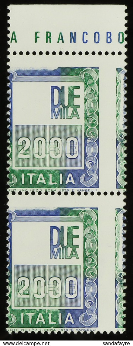 1978-87 2000L High Value Pair, Each With MISSING HEAD Variety, Bolaffi 1539B, Never Hinged Mint. Chiavarello Photo Certi - Ohne Zuordnung