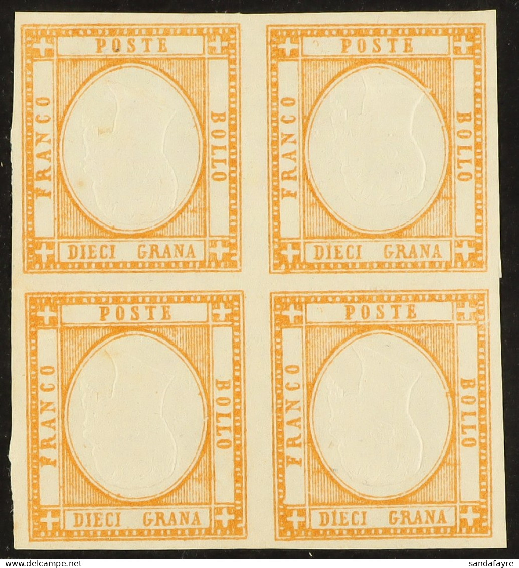 NEAPOLITAN PROVINCES 1861 2gr Orange Imperforate Proof Block Of Four With Inverted Head Vignette, CEI N.PR-27, Without G - Ohne Zuordnung