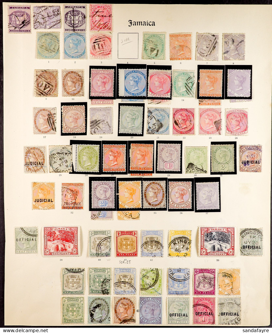 1860 - 1905 COLLECTION Of Mint & Used Stamps Crammed Onto A Single SG 'Imperial' Album Page, Many Complete Sets, A 1d 'S - Jamaica (...-1961)