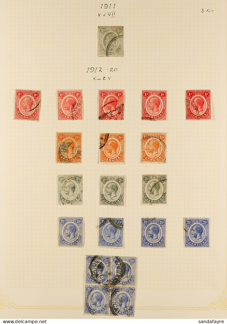 1911 - 1960 COLLECTION Of Used Stamps On Album Pages, Many Sets, Ranges To Higher Values, Blocks And Other Semi-speciali - Jamaïque (...-1961)