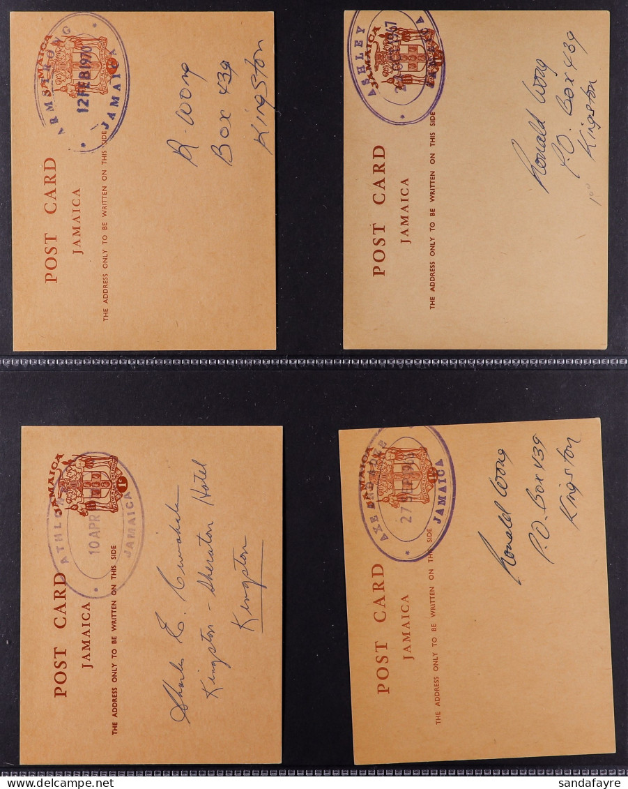 1956 - 1972 TEMPORARY RUBBER DATESTAMPS. A Collection Of 1c & 1Â½d Postal Stationery Postcards Cancelled By Violet TRD P - Jamaïque (...-1961)