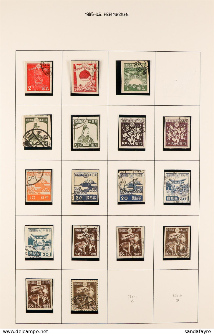 1945 - 1959 USED COLLECTION On Pages Includes Various Definitives To Top Values, 1946 Postal Service Set, 1947 Kyoto, Sa - Other & Unclassified