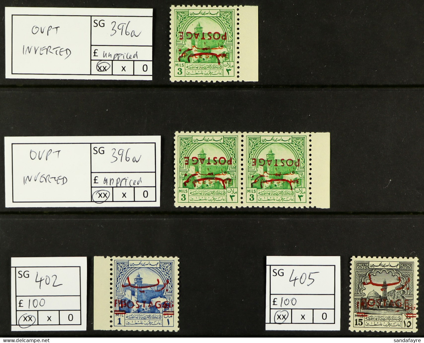 1953-56 'POSTAGE' OVERPRINTS NEVER HINGED MINT GROUP, Includes On 'Palestine' 3m Opts Inverted (x3 Incl Pair, Unpriced), - Jordan