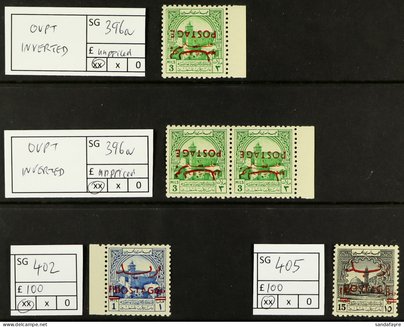 1953-56 'POSTAGE' OVERPRINTS NEVER HINGED MINT GROUP, Includes On 'Palestine' 3m Opts Inverted (x3 Incl Pair, Unpriced), - Jordanië