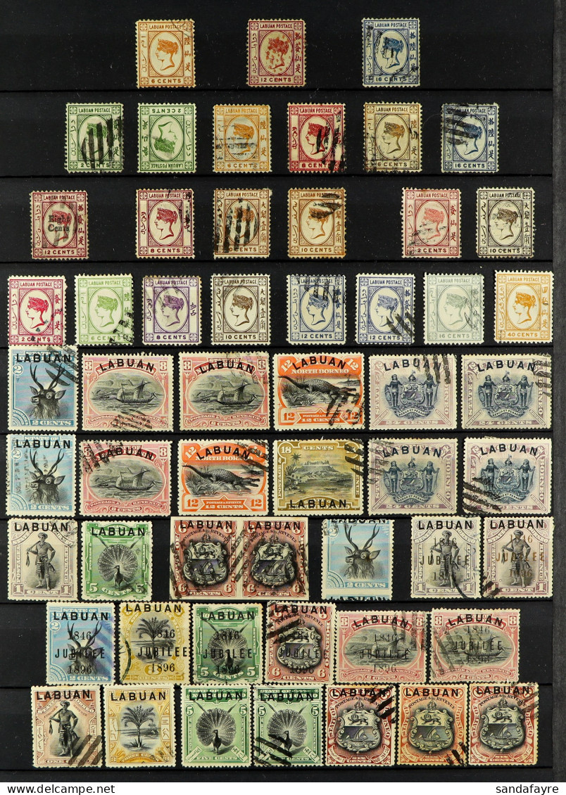 1879 - 1902 USED STAMPS On Protective Pages, Note 1879 Wmk CA Over Crown Range To 16c (12c Perf Fault Top Left, Cat Â£70 - North Borneo (...-1963)