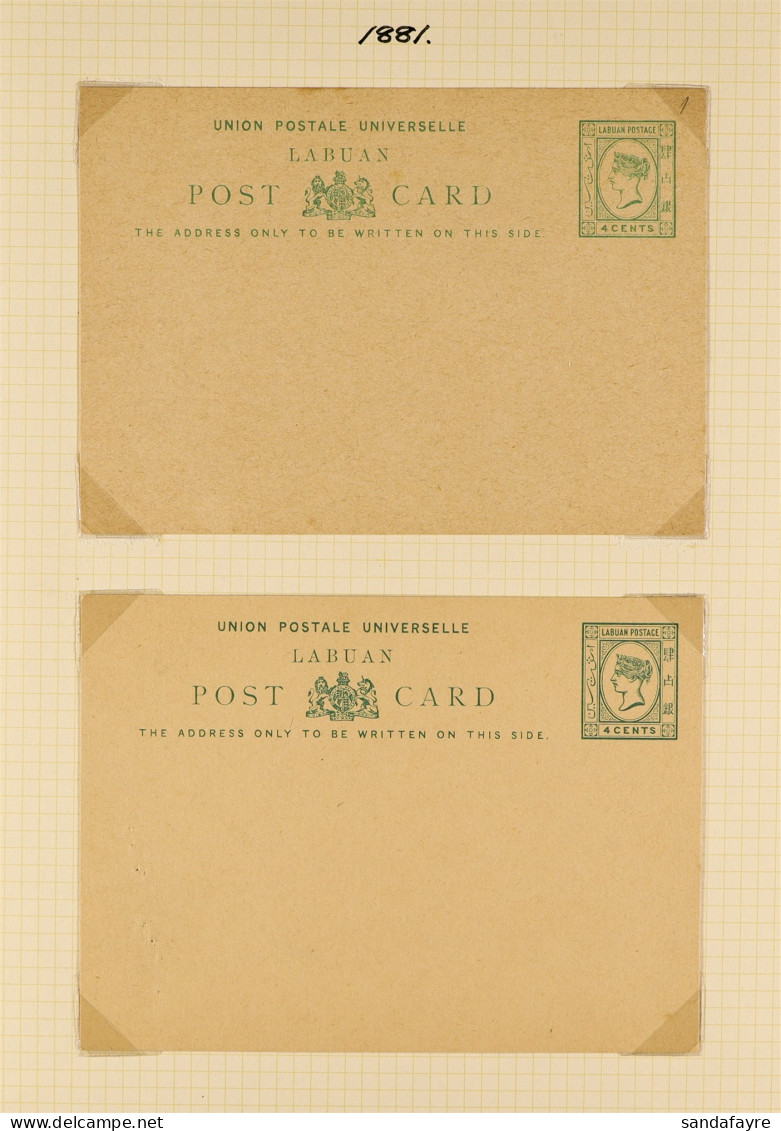 1881 - 1903 POSTAL STATIONERY Collection Of UPU Postal Cards Unused And Used, Also With 'Specimen' Overprints (14 Items) - North Borneo (...-1963)